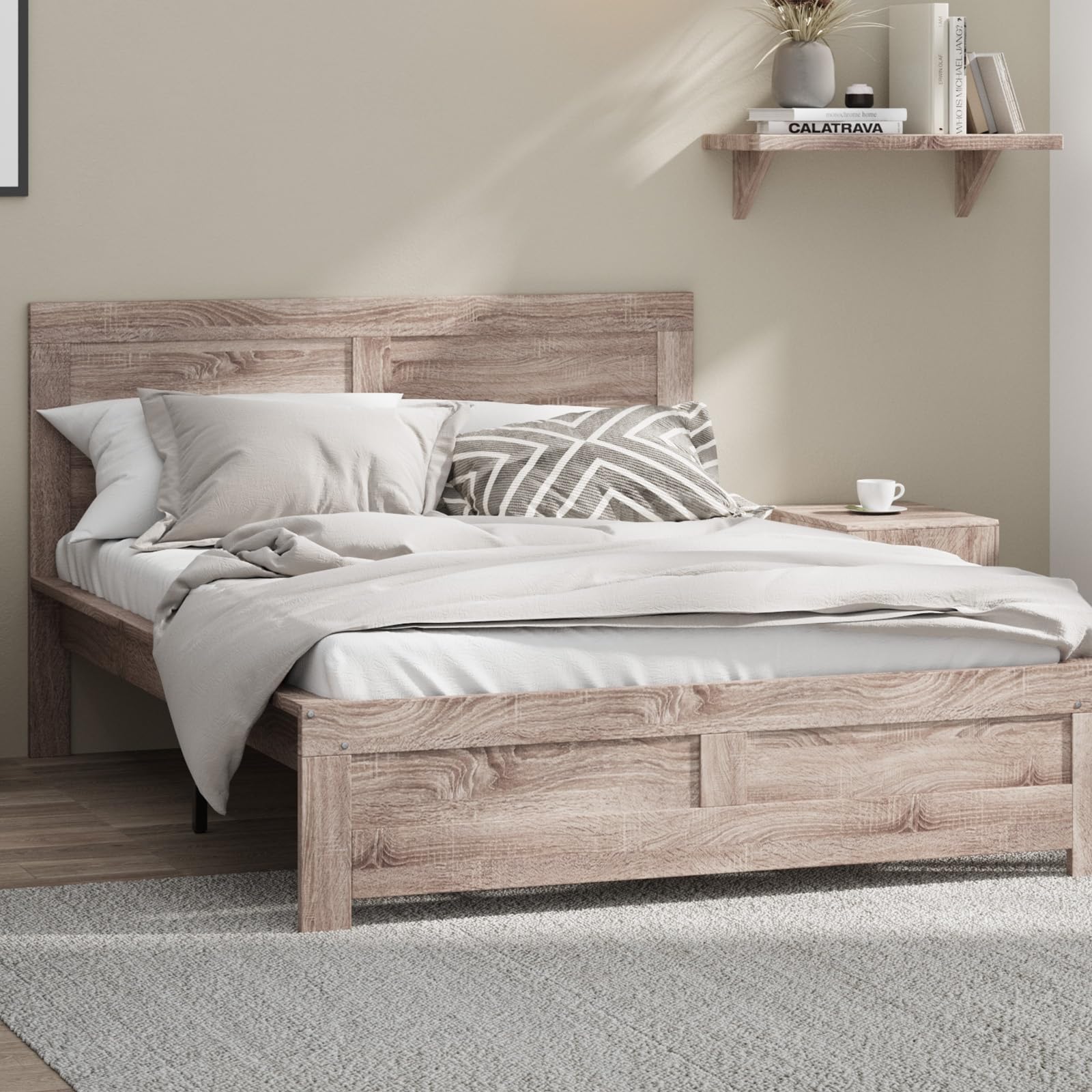 Oikiture Bed Frame Double Size Wooden Frame Neo
