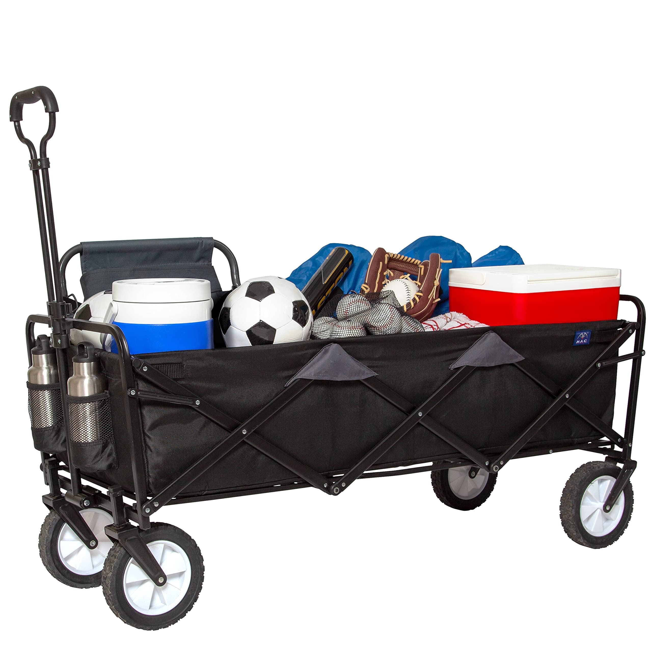 Mac Sports Xtender 52" Extra Long Collapsible Utility Storage Wagon Cart, Black