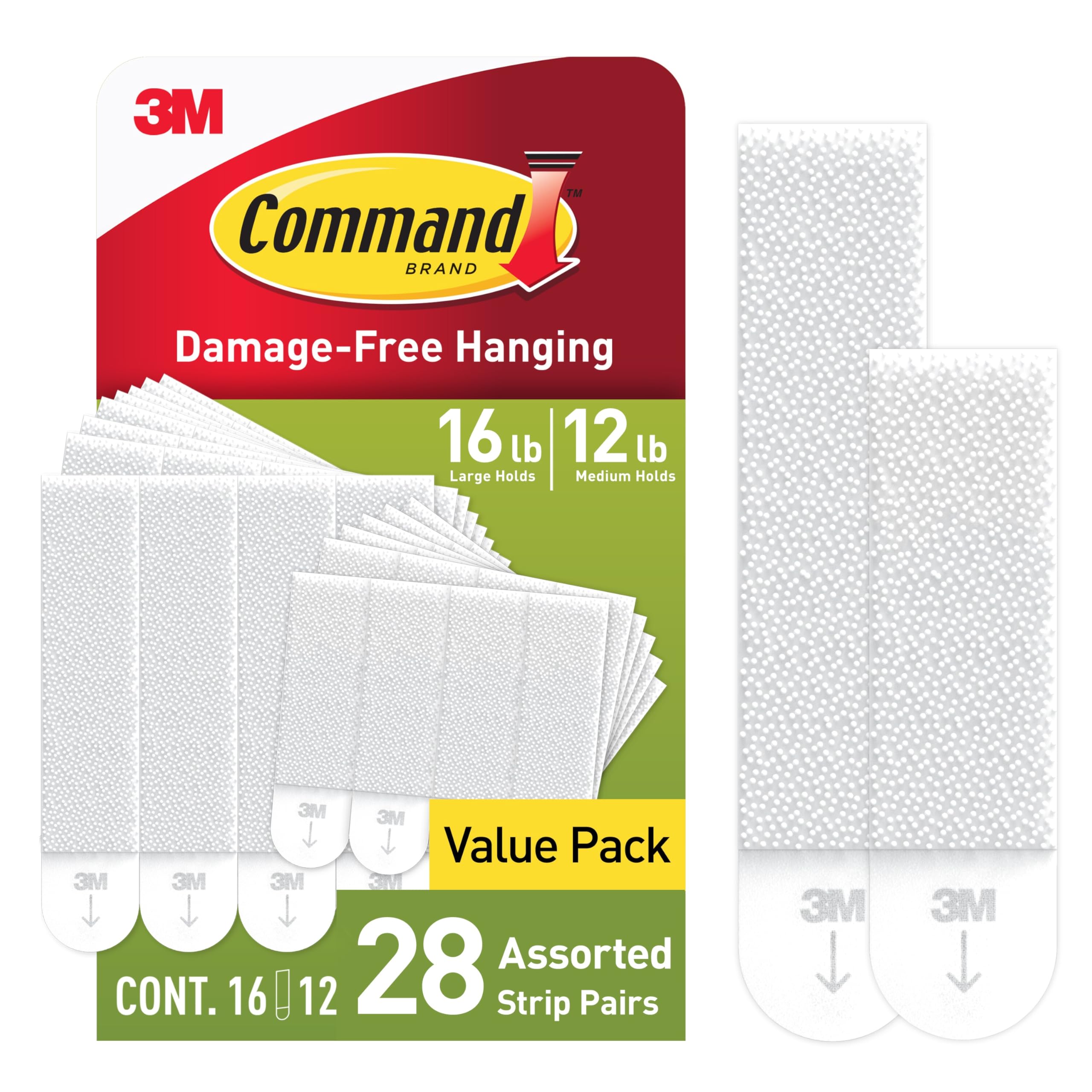 Command Medium and Large Picture Hanging Strips, Damage Free Hanging Picture Hangers, No Tools Wall Hanging Strips For Living Spaces, 12 Medium