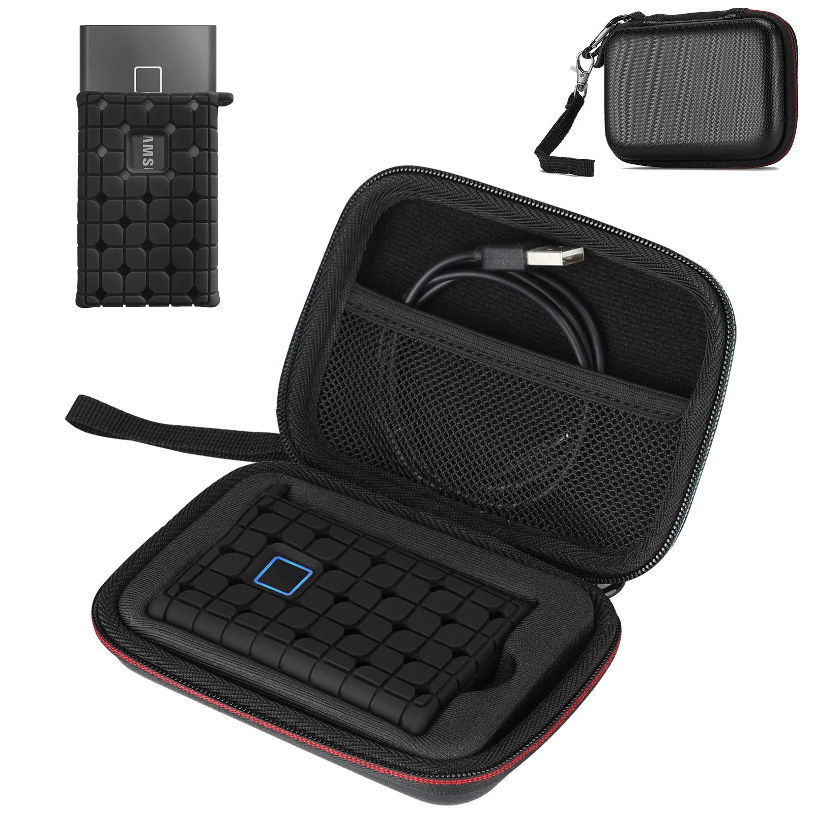 ProCase Samsung T7 / T7 Touch Portable SSD Carrying Case with Silicone Cover, Hard EVA Shockproof Storage Travel Organizer for Samsung T7 Touch