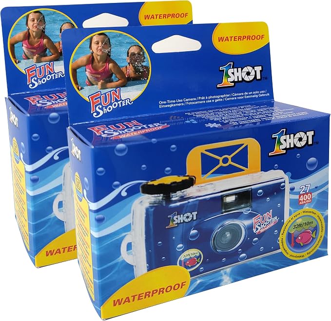 1 Shot Waterproof Disposable Camera 35mm Underwater Camera 27 Exposures ASA/ISO400 Color Film Single-Use Waterproof Camera for Vacation, Snorkeling,