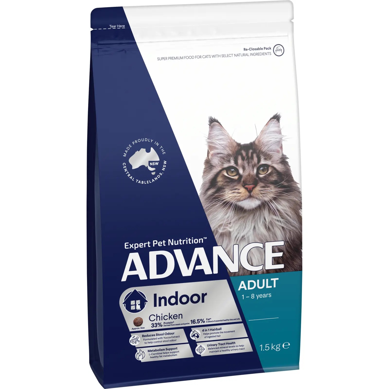 Advance Adult Indoor Chicken Dry Cat Food - 2kg