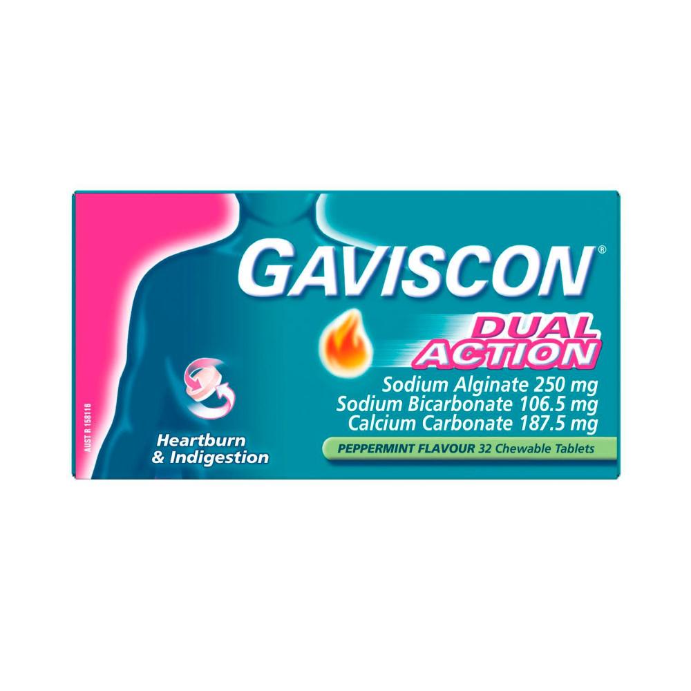 Gaviscon Dual Action 32 Chewable Peppermint Tablets