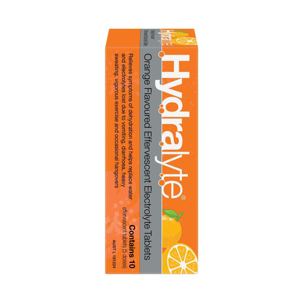 Hydralyte Effervescent Electrolyte Tablets Orange - 10 Pack