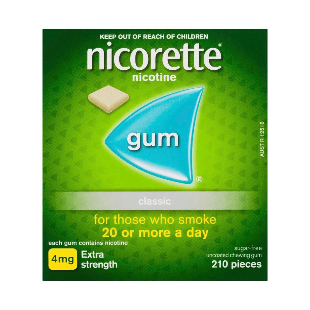 Nicorette Gum Extra Strength 4MG Classic 210 Chewing Gum