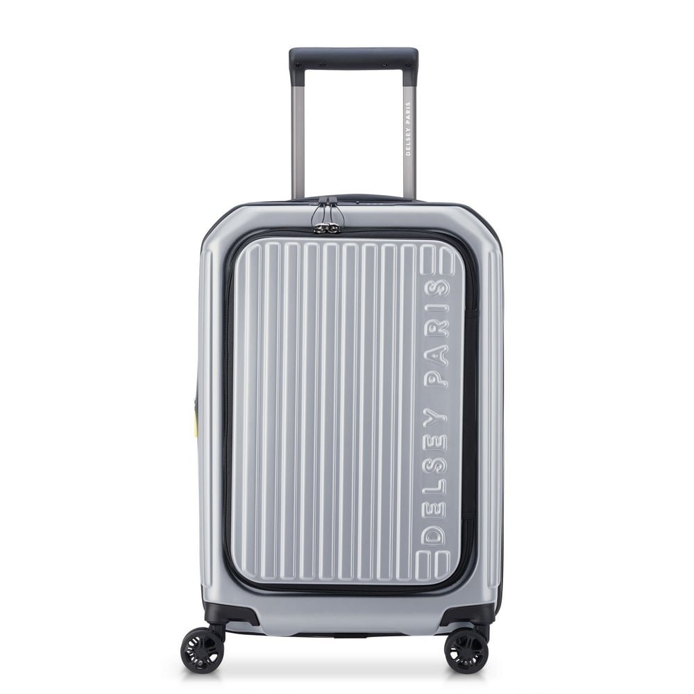 Delsey Securitime Zip Top Opening 55cm Cabin Luggage - Silver