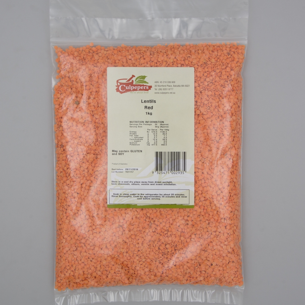Royal Fields - Red Whole Lentils 1kg